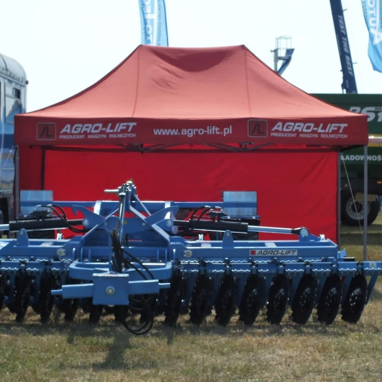 Namiot reklamowy 3x4,5 z nadrukiem na falbanach Agro Lift, 3 ściany bez nadruku