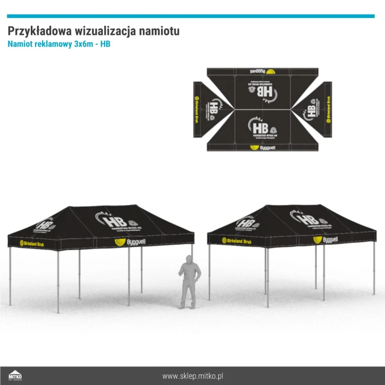Namiot reklamowy 3 x 6 m "HB" - Wizualizacja