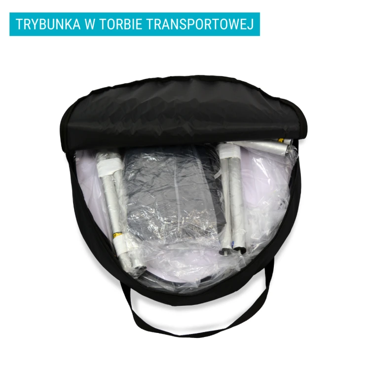 Trybunka reklamowa tekstylna trójkątna w torbie transportowej