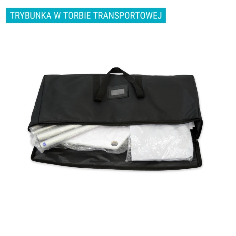 Trybunka reklamowa tekstylna zaokrąglona w torbie transportowej