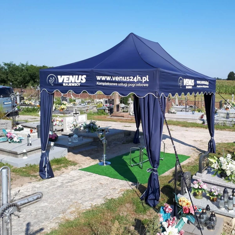 Ciemnoniebieski namiot pogrzebowy 3x4,5 z nadrukiem Venus