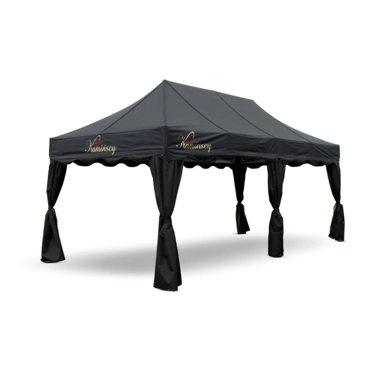 Czarny namiot pogrzebowy 3x6 z nadrukiem Kamińscy