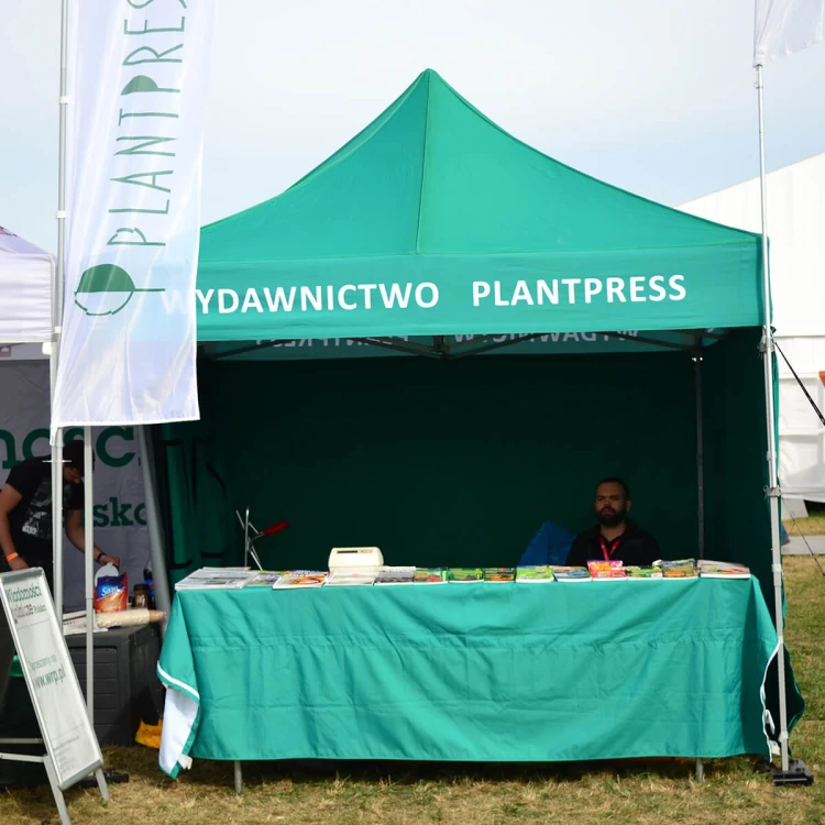 Namiot ekspresowy reklamowy 3x3 m z nadrukiem na falbanach + 3 ściany bez nadruku