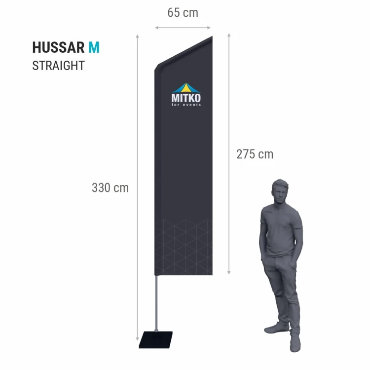 Wymiary flagi reklamowej Hussa M