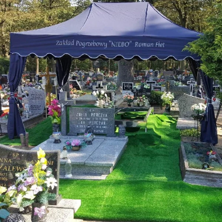 Grafitowy namiot pogrzebowy 3x4,5 z nadrukiem Niebo