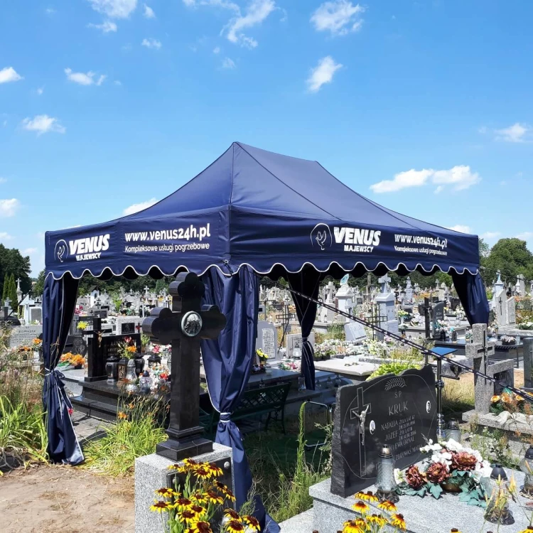 Ciemnoniebieski namiot pogrzebowy 3x4,5 z nadrukiem Venus