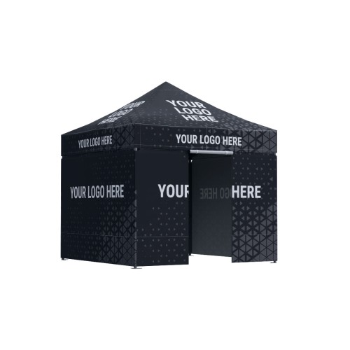 Namiot reklamowy 3x3 Octa Go z nadrukiem, 3 ściany + drzwi, z nadrukiem