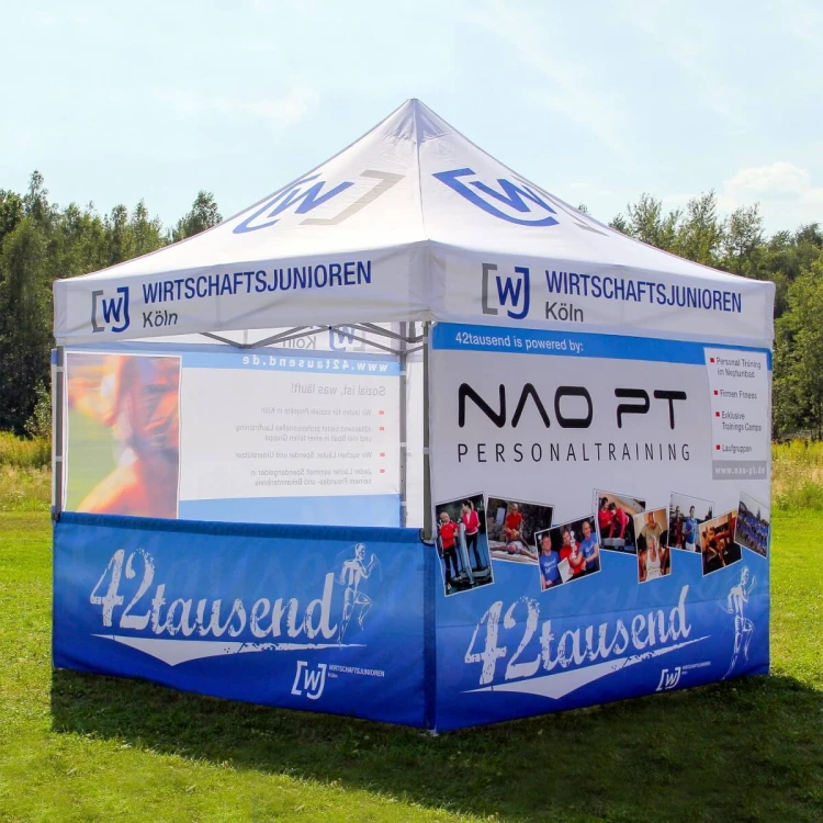 Namiot ekspresowy reklamowy 3x3 + 2 ściany + drzwi + półbok, z nadrukiem 42tausend