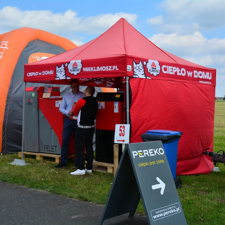 Namiot ekspresowy reklamowy 3x3 m z nadrukiem na falbanach + 2 ściany bez nadruku