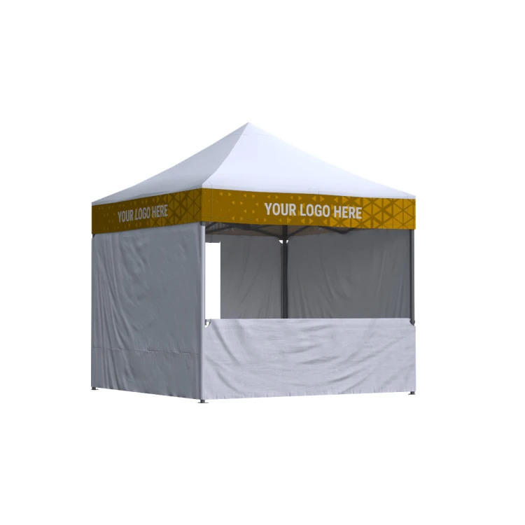 Namiot reklamowy 3x3 Octa Pro z nadrukiem na falbanach, 3 ściany bez nadruku + półbok