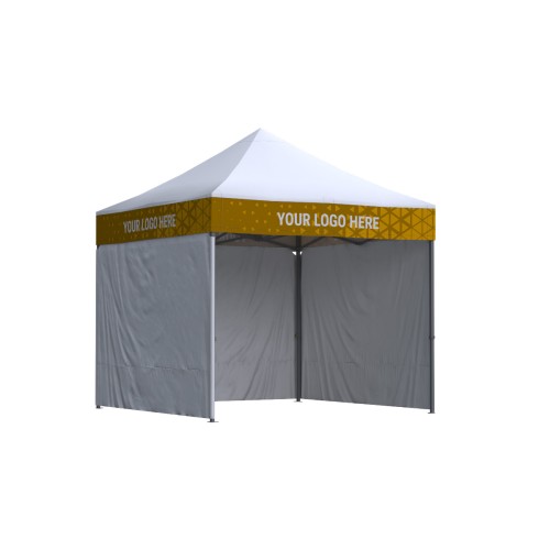 Namiot reklamowy 3x3 Octa Pro z nadrukiem na falbanach, 3 ściany bez nadruku