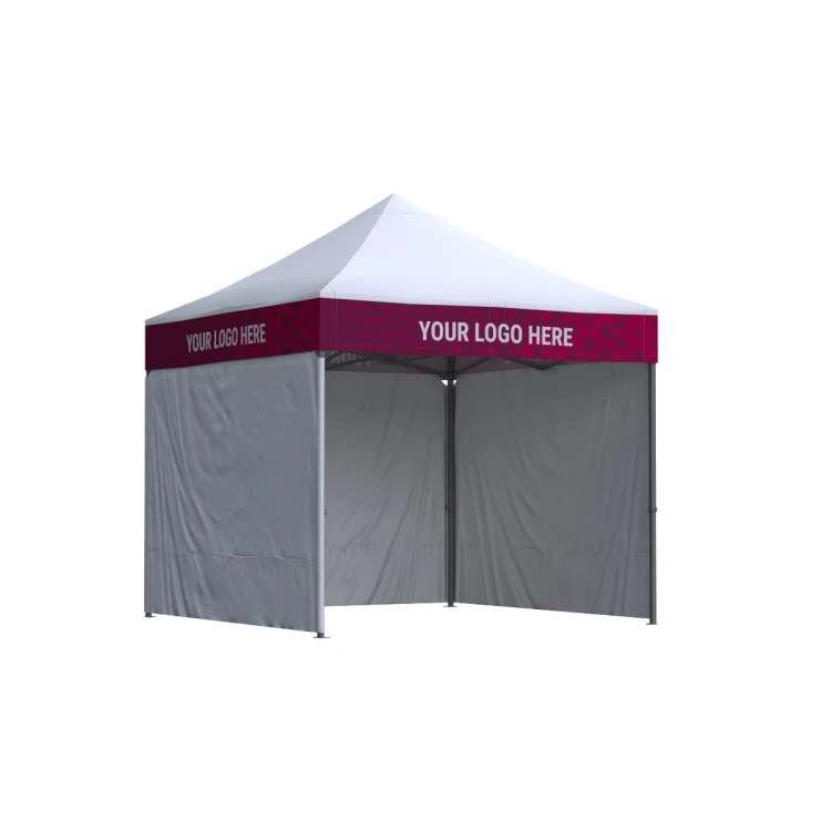 Namiot reklamowy 3x3 Octa Pro LED z logo na falbanach, 3 ściany bez nadruku