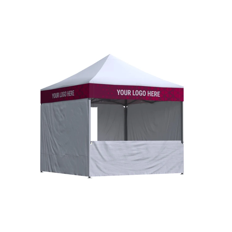 Namiot reklamowy 3x3 Octa Pro LED z logo na falbanach, 3 ściany bez nadruku + półbok