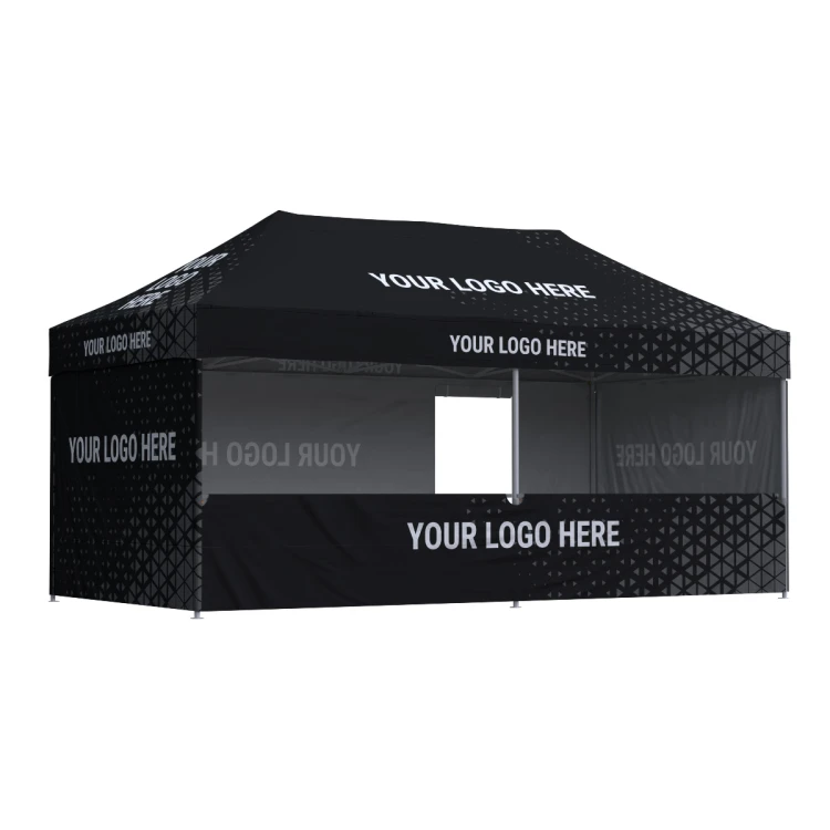 Namiot reklamowy 3x6 Octa Go z nadrukiem, 2 ściany z nadrukiem + drzwi + półbok