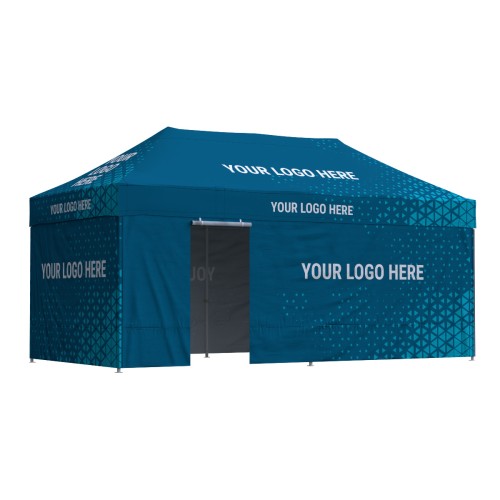 Namiot reklamowy 3x6 Octa Optima II z nadrukiem, 3 ściany z nadrukiem + drzwi