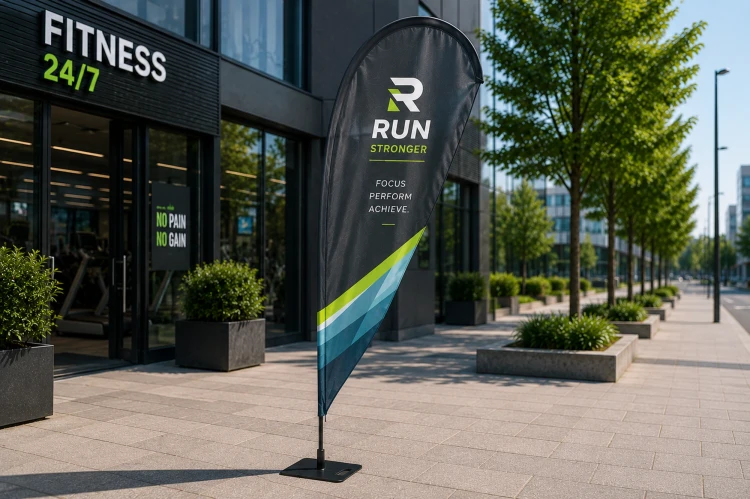 Flaga reklamowa Flyer S Flex z nadrukiem Run Stronger