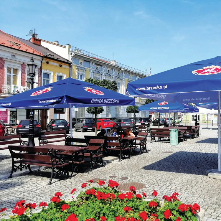 Parasol reklamowy Torino 3,5×3,5 m z dowolnym nadrukiem