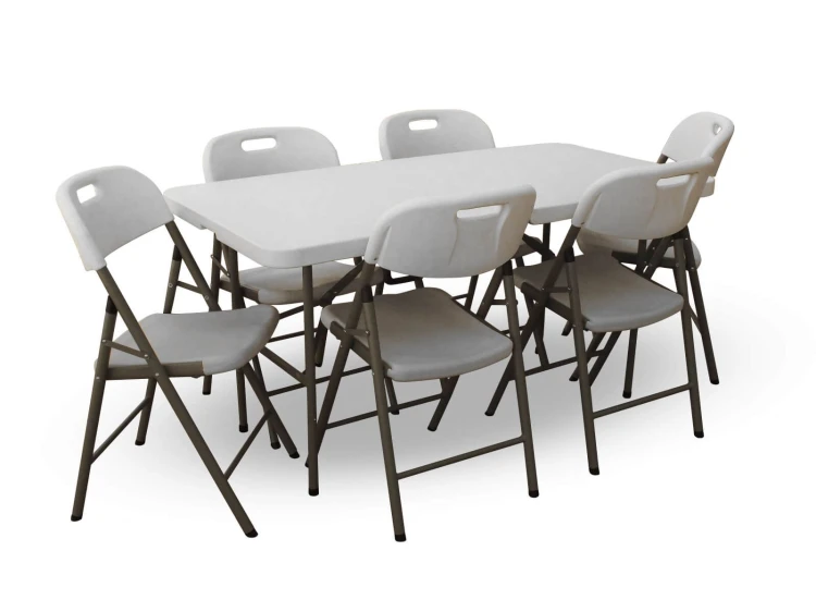 Stół składany prostokątny 152x74x74 cm z krzesłami