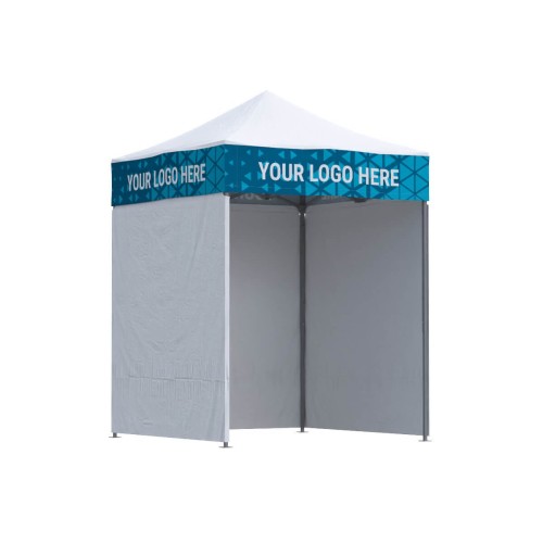 Namiot ekspresowy reklamowy 2x2 Octa Go z nadrukiem na falbanach + 3 ściany bez nadruku