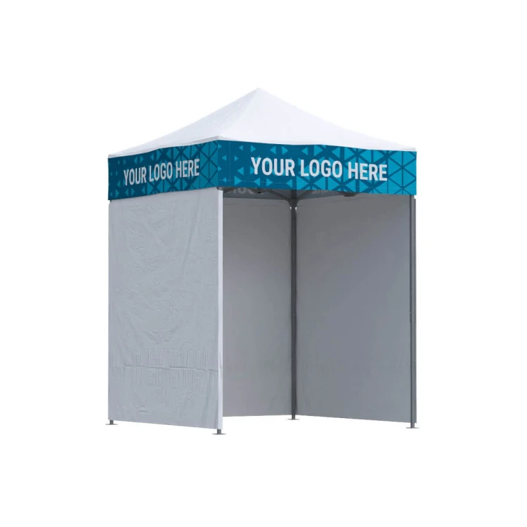 Namiot ekspresowy reklamowy 2x2 Octa Go z nadrukiem na falbanach + 3 ściany bez nadruku