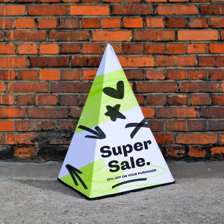 Składana piramidka reklamowa z nadrukiem Super Sale