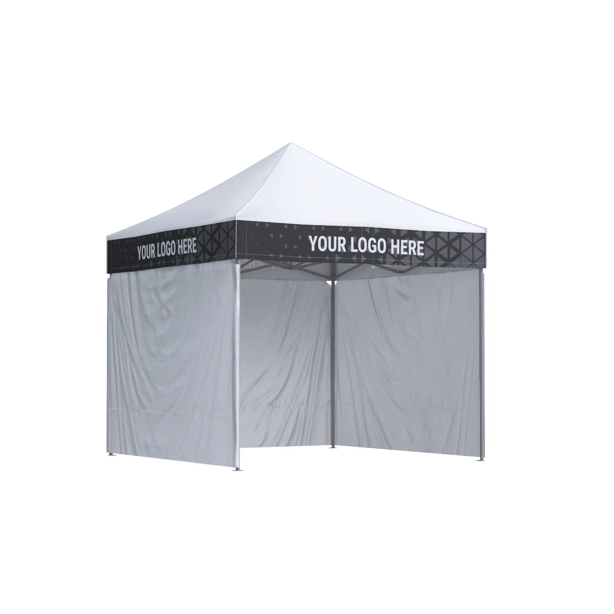 Namiot reklamowy 3x3 Octa Go z nadrukiem na falbanach, 3 ściany bez nadruku